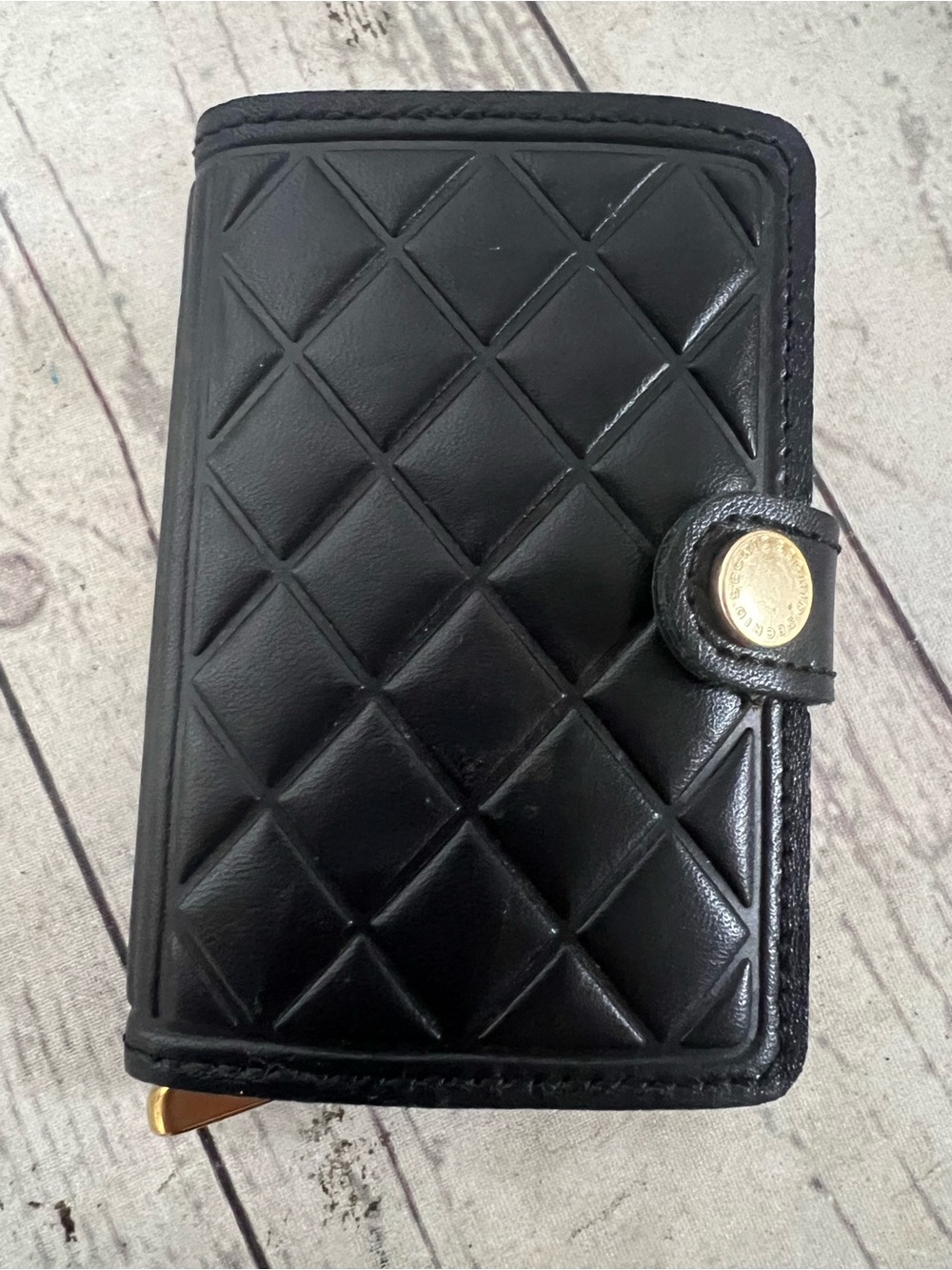 Secrid Premium Black Miniwallet Quilted Diamond Sheepskin Leather Pop-Up Card
